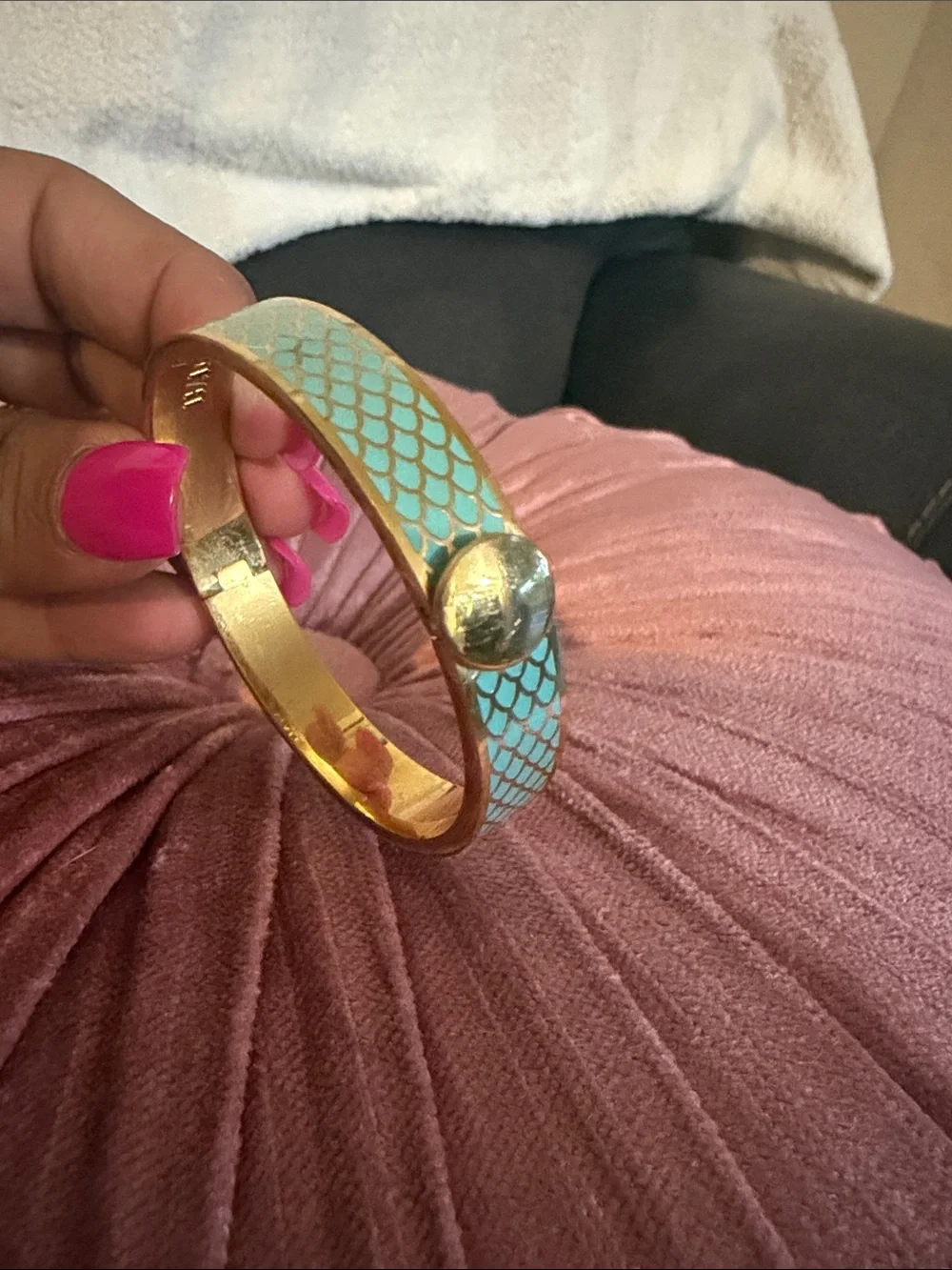 Gold-Tone Halycyon Days Turquoise Enamel Bangle Bracelet
